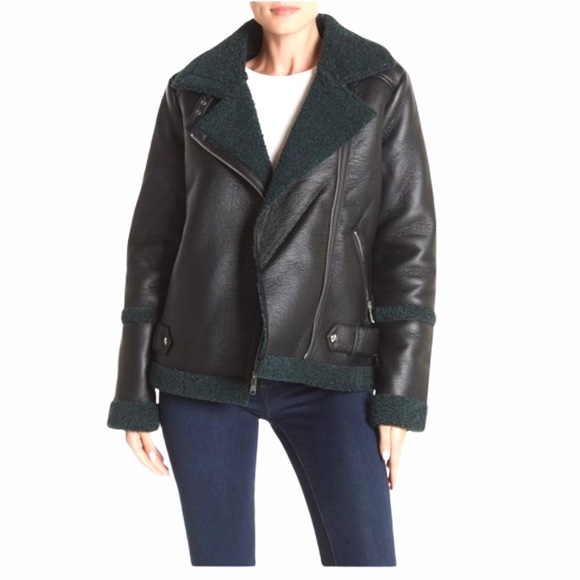 Sam Edelman Faux Shearling Lined Moto Jacket - Picture 1 of 12